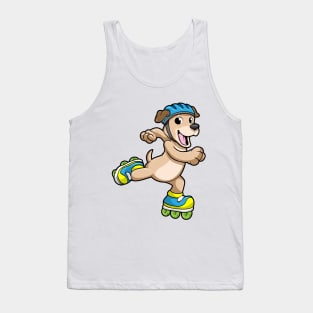 Dog as Inline Skater with Inline Skates and Helmet Tank Top